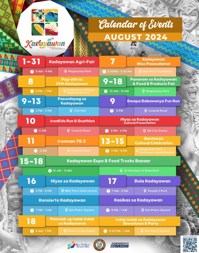 Kadayawan Schedule of Activities 2024